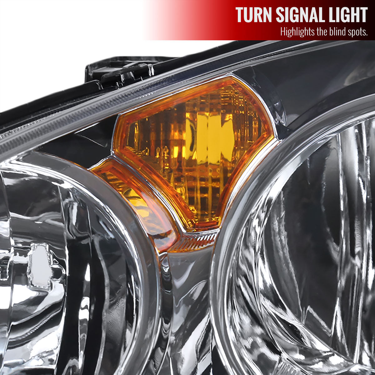 2002-2004 Acura RSX Factory Style Headlights w/ Amber Reflectors (Chrome Housing/Clear Lens)