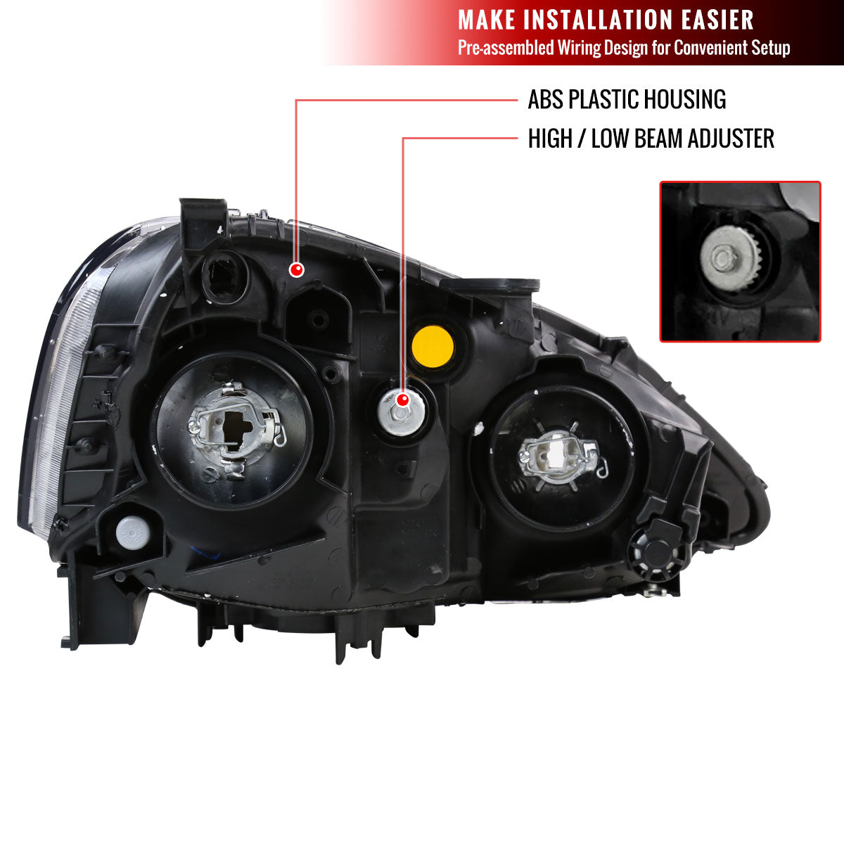 2002-2004 Acura RSX Factory Style Headlights w/ Amber Reflectors (Matte Black Housing/Clear Lens)