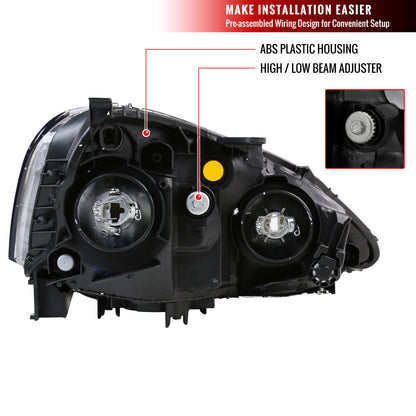 2002-2004 Acura RSX Factory Style Headlights w/ Amber Reflectors (Matte Black Housing/Clear Lens)