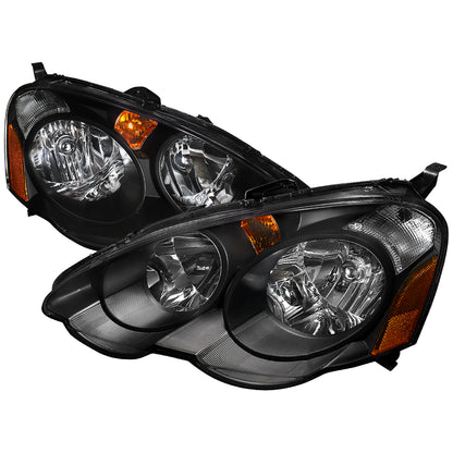 2002-2004 Acura RSX Factory Style Headlights w/ Amber Reflectors (Matte Black Housing/Clear Lens)