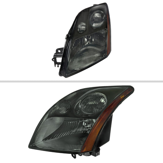2007-2009 Nissan Sentra Factory Style Headlights with Amber Reflector (Chrome Housing/Smoked Lens)
