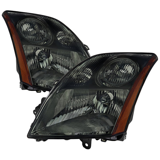 2007-2009 Nissan Sentra Factory Style Headlights with Amber Reflector (Chrome Housing/Smoked Lens)