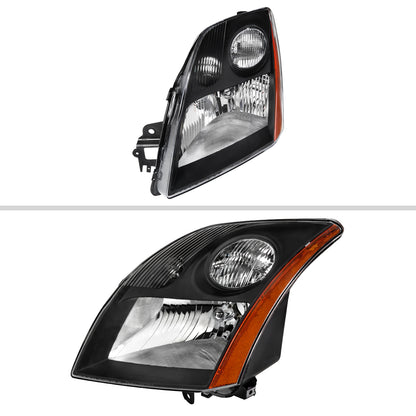 2007-2009 Nissan Sentra Factory Style Headlights with Amber Reflector (Matte Black Housing/Clear Lens)