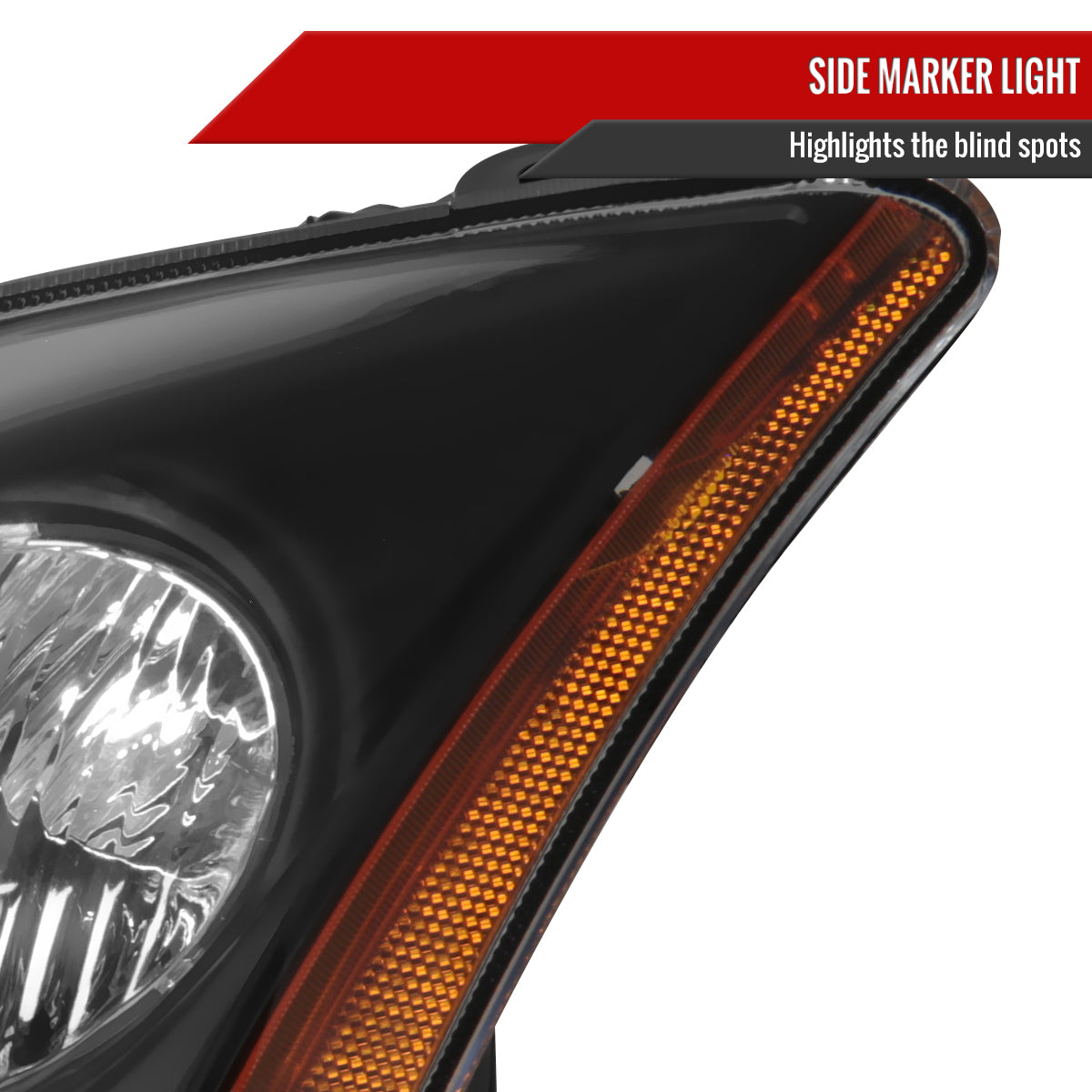 2007-2009 Nissan Sentra Factory Style Headlights with Amber Reflector (Matte Black Housing/Clear Lens)