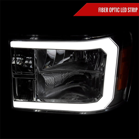 2007-2013 GMC Sierra 1500/ 2007-2014 1500HD 2500HD 3500HD LED Bar Factory Style Headlights (Chrome Housing/Clear Lens)