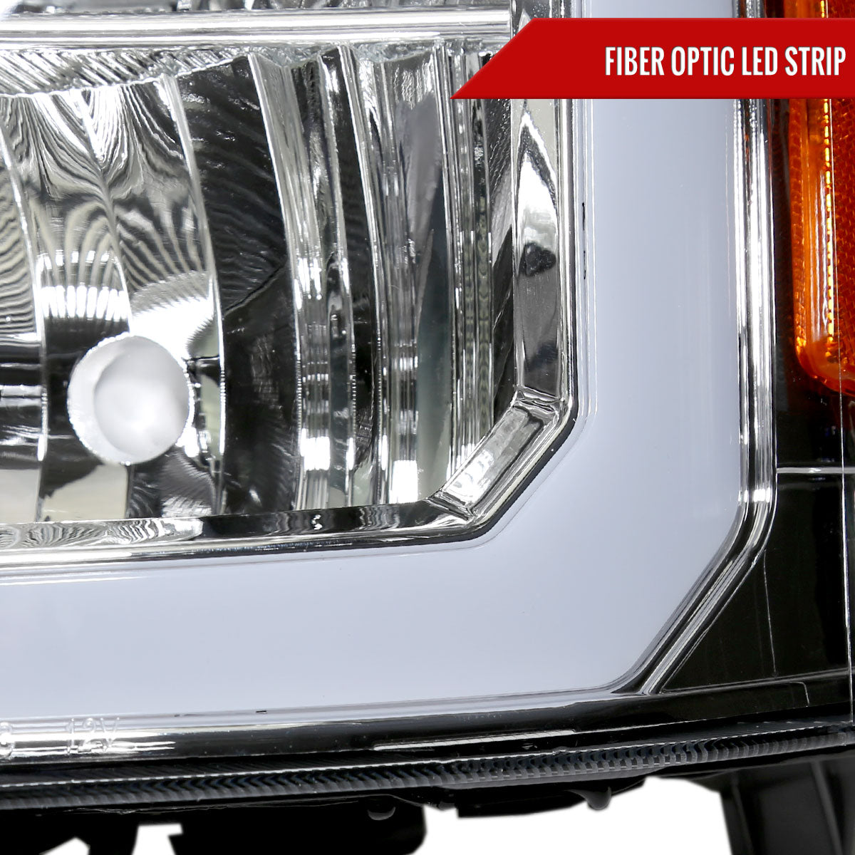 2007-2013 GMC Sierra 1500/ 2007-2014 1500HD 2500HD 3500HD LED Bar Factory Style Headlights (Chrome Housing/Clear Lens)