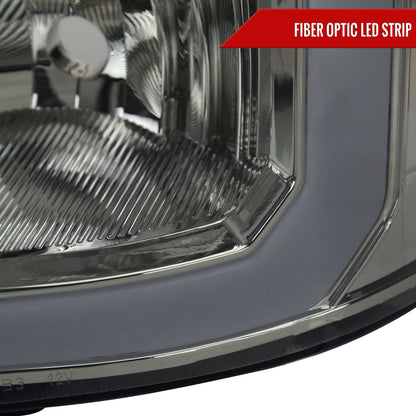 2007-2013 GMC Sierra 1500/ 2007-2014 1500HD 2500HD 3500HD LED Bar Factory Style Headlights (Chrome Housing/Smoked Lens)