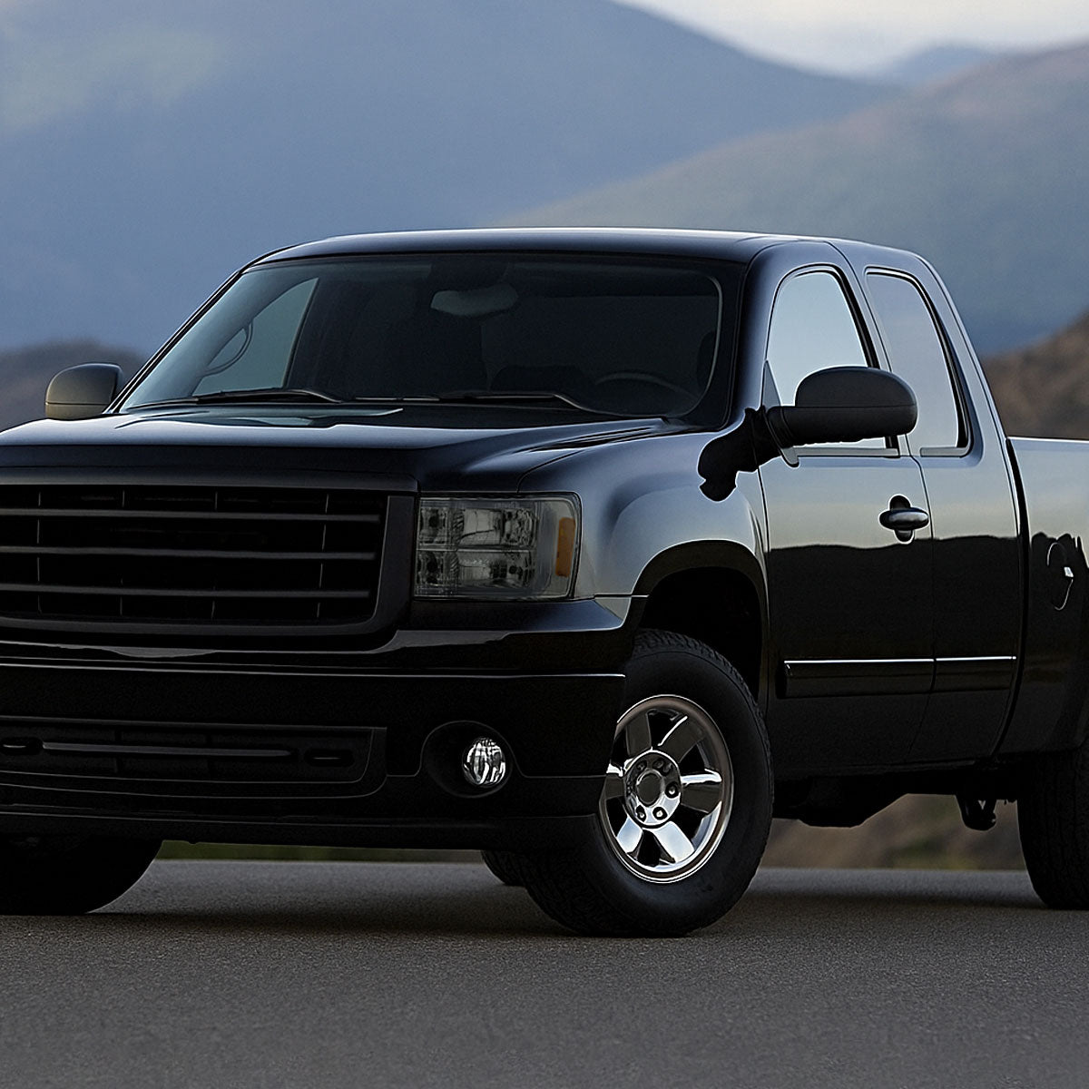 2007-2013 GMC Sierra 1500/ 2007-2014 1500HD 2500HD 3500HD LED Bar Factory Style Headlights (Chrome Housing/Smoked Lens)