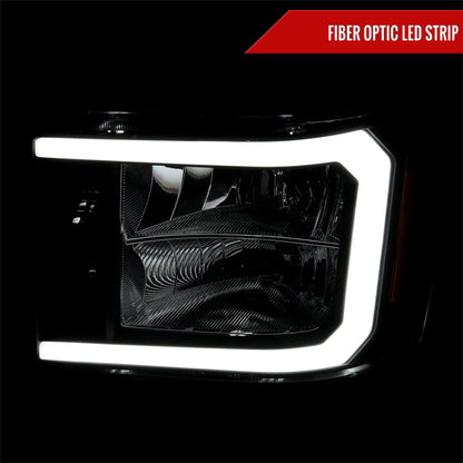 2007-2013 GMC Sierra 1500/2500/3500 LED Bar Factory Style Headlights (Matte Black Housing/Clear Lens)