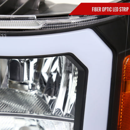 2007-2013 GMC Sierra 1500/2500/3500 LED Bar Factory Style Headlights (Matte Black Housing/Clear Lens)