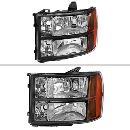 2007-2014 GMC Sierra Factory Style Headlights (Matte Black Housing/Clear Lens)