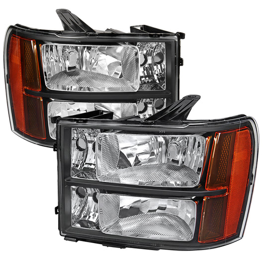 2007-2014 GMC Sierra Factory Style Headlights (Matte Black Housing/Clear Lens)