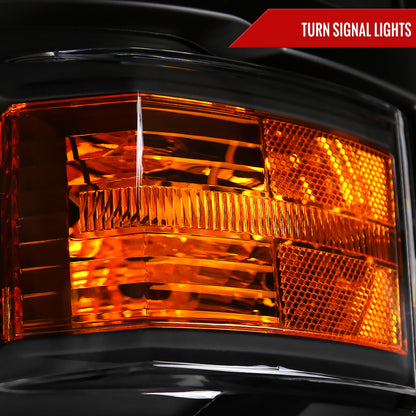 2014-2015 Chevrolet Silverado 1500 LED Bar Factory Style Headlights - Black (Matte Black Housing/Clear Lens)