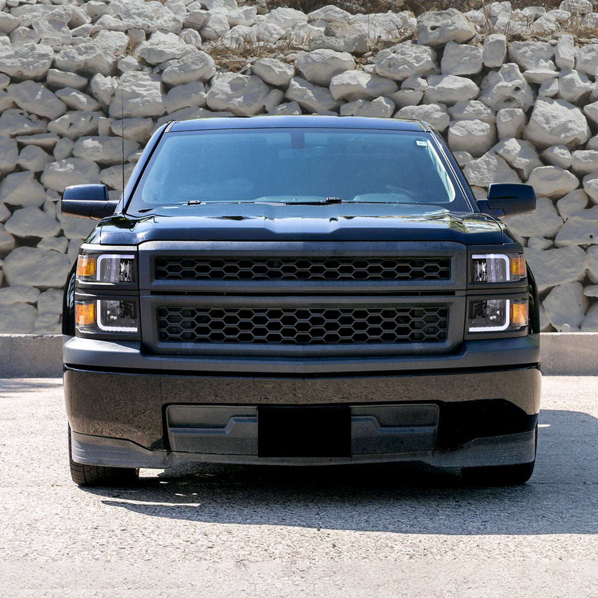 2014-2015 Chevrolet Silverado 1500 LED Bar Factory Style Headlights - Black (Matte Black Housing/Clear Lens)