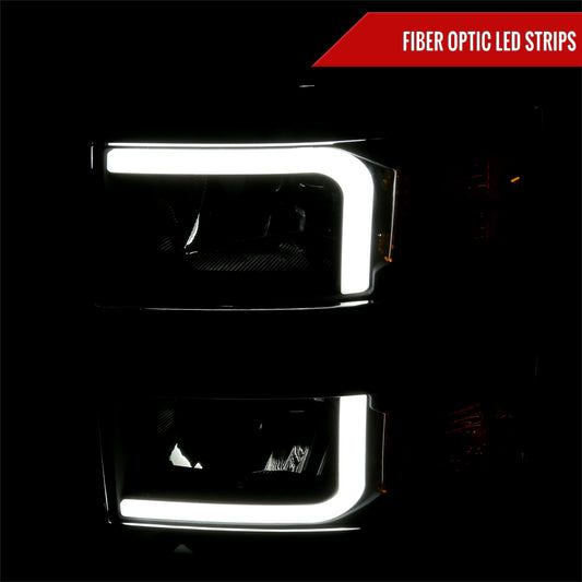 2014-2015 Chevrolet Silverado 1500 LED Bar Factory Style Headlights (Matte Black Housing/Clear Lens)