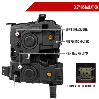 2019-2021 Chevrolet Silverado 1500 Passenger/Right Side Factory Style Projector Headlight (Matte Black Housing/Clear Lens)