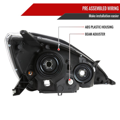 2004-2005 Toyota Sienna Factory Style Headlights w/ Amber Reflector (Chrome Housing/Clear Lens)