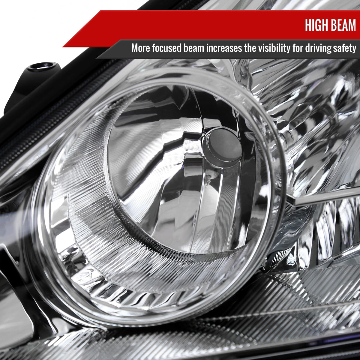 2004-2005 Toyota Sienna Driver/Left Side Factory Style Headlights w/ Amber Reflector (Chrome Housing/Clear Lens)