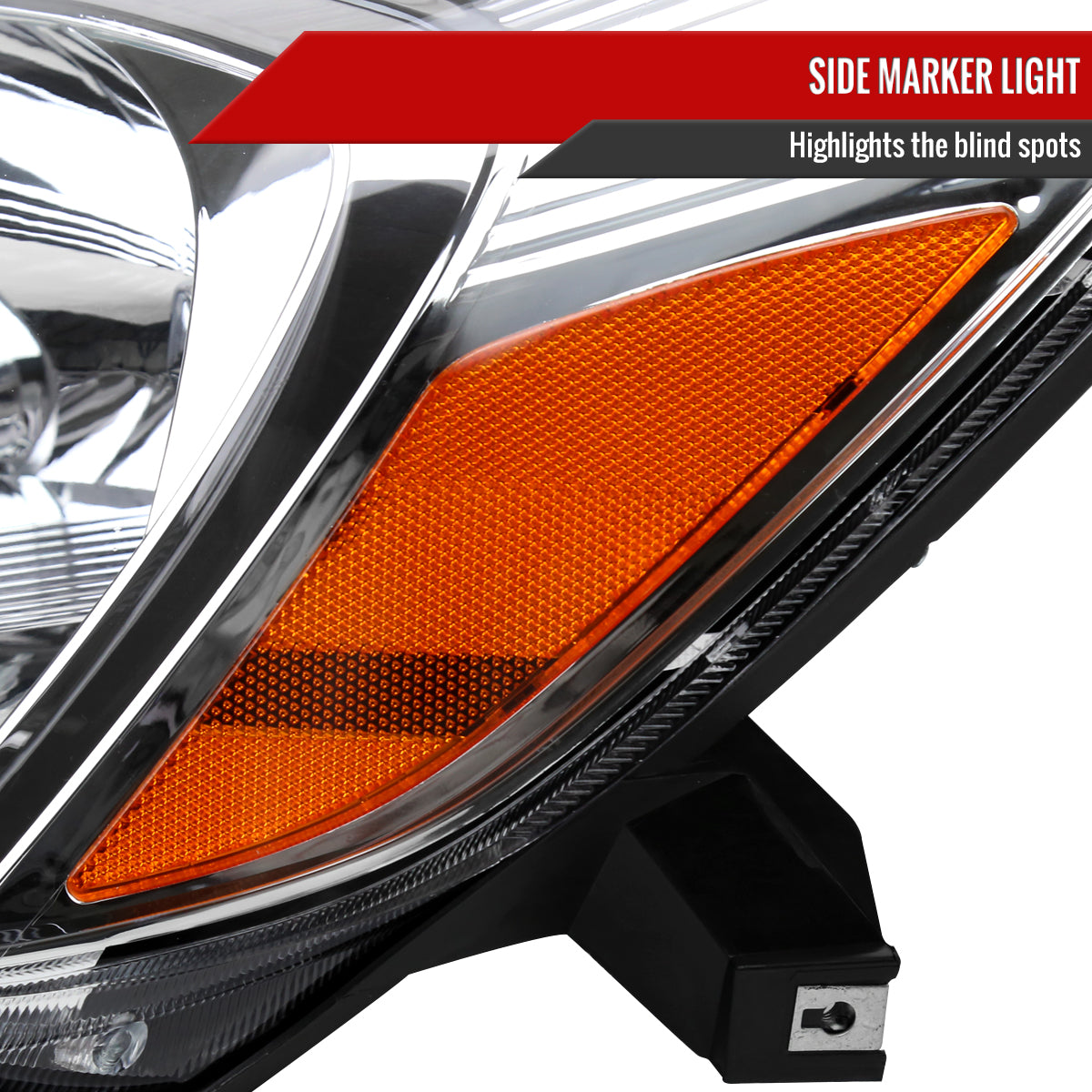 2004-2005 Toyota Sienna Driver/Left Side Factory Style Headlights w/ Amber Reflector (Chrome Housing/Clear Lens)