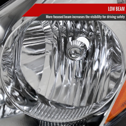 2006-2010 Toyota Sienna Factory Style Driver/Left Headlight w/ Amber Reflector (Chrome Housing/Clear Lens)