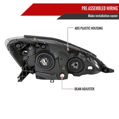 2006-2010 Toyota Sienna Factory Style Driver/Left Headlight w/ Amber Reflector (Chrome Housing/Clear Lens)