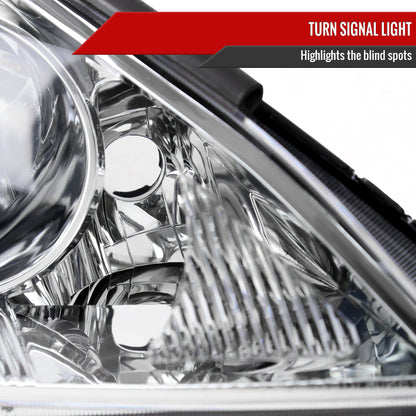 2006-2010 Toyota Sienna Factory Style Passenger/Right Headlight w/ Amber Reflector (Chrome Housing/Clear Lens)