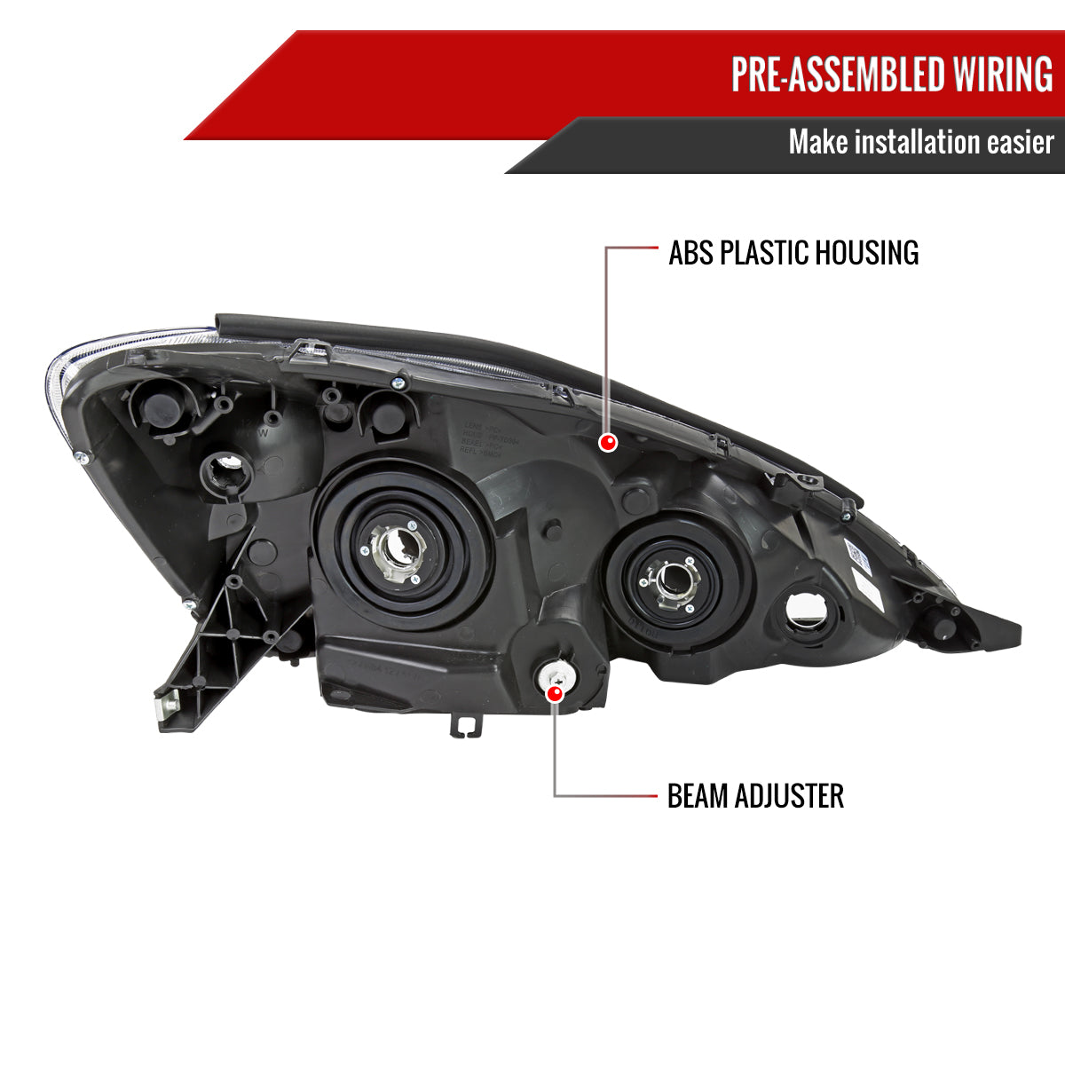 2006-2010 Toyota Sienna Factory Style Headlights w/ Amber Reflector (Matte Black Housing/Clear Lens)