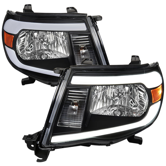 2005-2011 Toyota Tacoma LED Bar Factory Style Headlights (Matte Black Housing/Clear Lens)