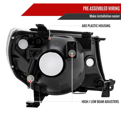 2005-2011 Toyota Tacoma Factory Style Headlights (Matte Black Housing/Clear Lens)