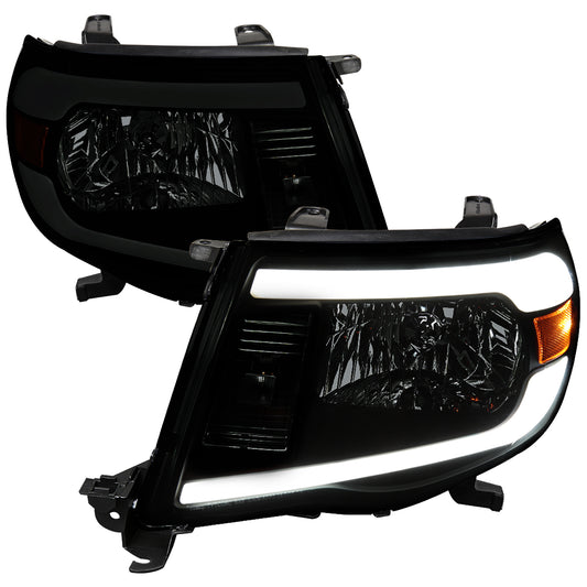 2005-2011 Toyota Tacoma LED Bar Factory Style Headlights (Matte Black Housing/Smoked Lens)