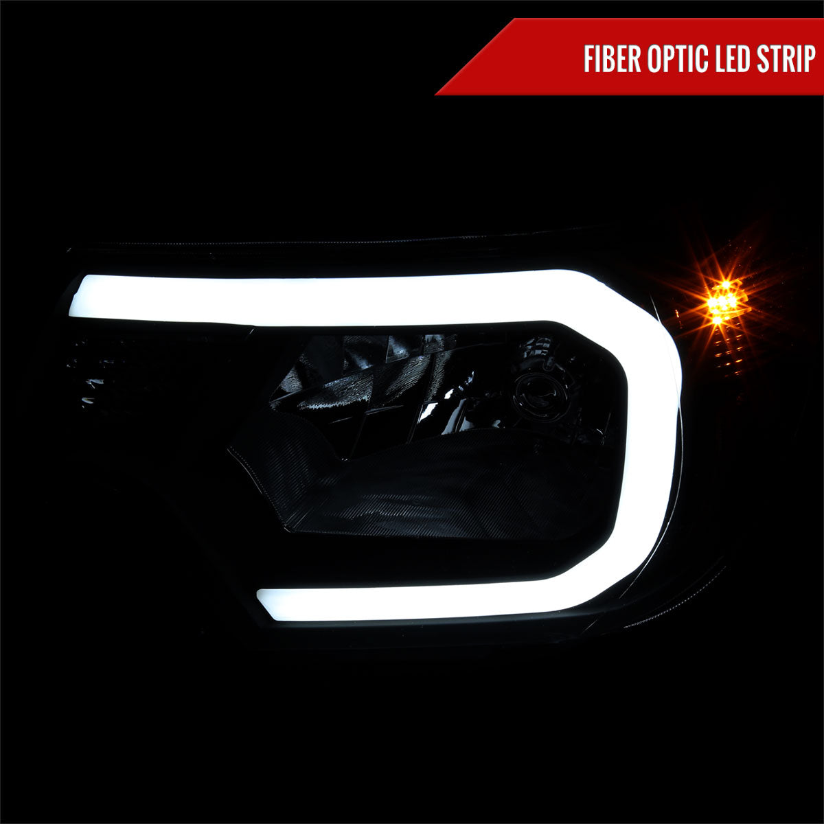 2012-2015 Toyota Tacoma LED Bar Factory Style Headlights with Amber Reflector (Matte Black Housing/Clear Lens)