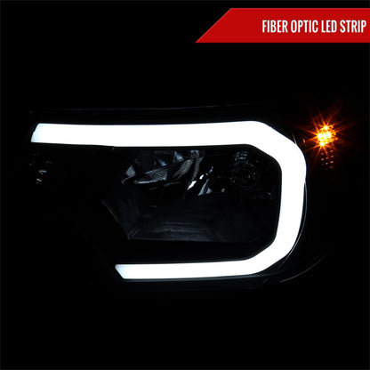 2012-2015 Toyota Tacoma LED Bar Factory Style Headlights with Amber Reflector (Matte Black Housing/Clear Lens)