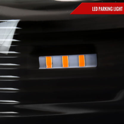 2012-2015 Toyota Tacoma LED Bar Factory Style Headlights with Amber Reflector (Matte Black Housing/Clear Lens)