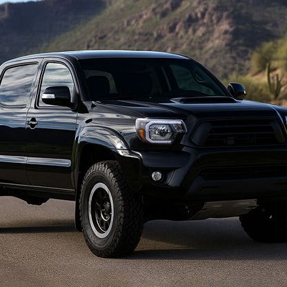 2012-2015 Toyota Tacoma LED Bar Factory Style Headlights with Amber Reflector (Matte Black Housing/Clear Lens)