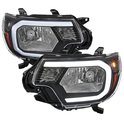 2012-2015 Toyota Tacoma LED Bar Factory Style Headlights with Amber Reflector (Matte Black Housing/Clear Lens)