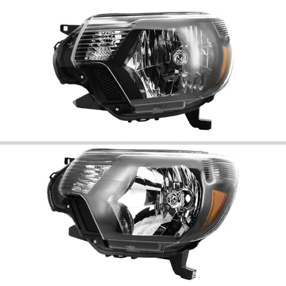 2012-2015 Toyota Tacoma Factory Style Headlights w/ Amber Reflectors (Matte Black Housing/Clear Lens)