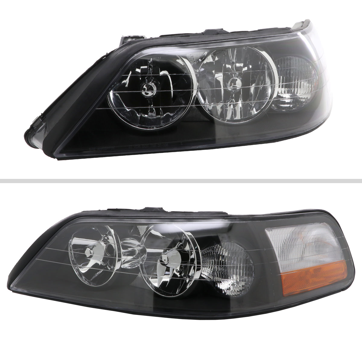 2005-2011 Lincoln Town Car Factory Style Headlights (Matte Black Housing/Clear Lens)