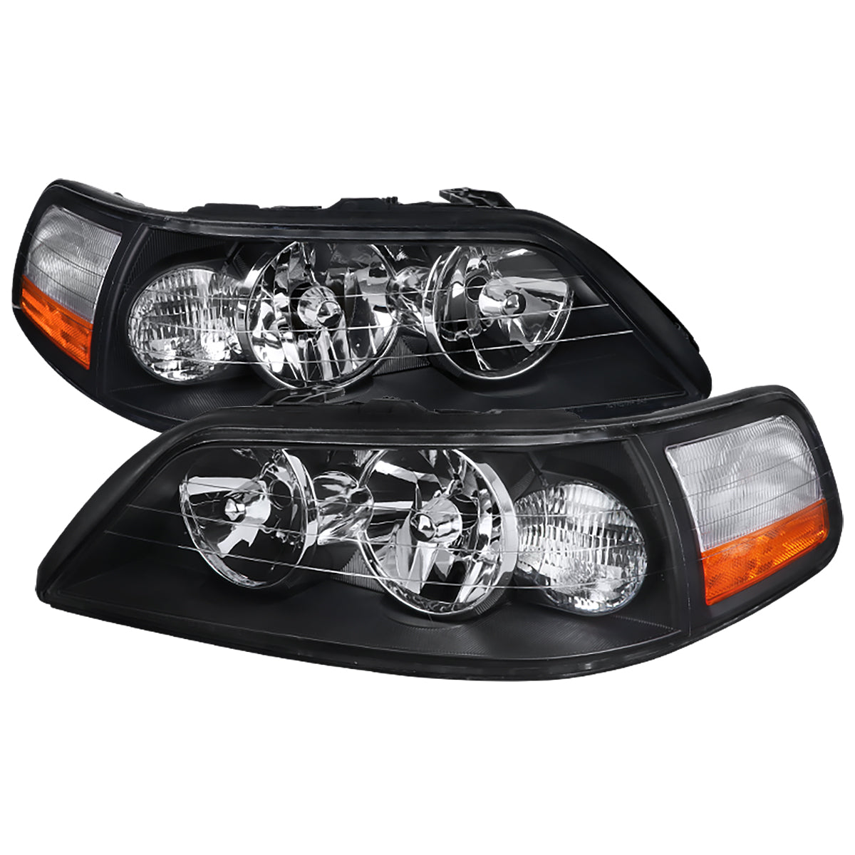 2005-2011 Lincoln Town Car Factory Style Headlights (Matte Black Housing/Clear Lens)