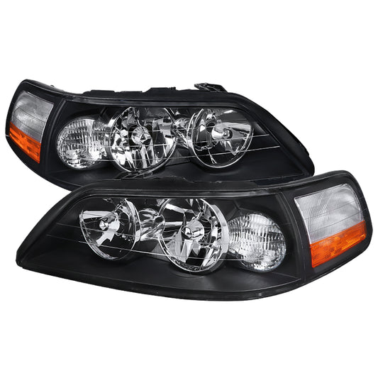 2005-2011 Lincoln Town Car Factory Style Headlights (Matte Black Housing/Clear Lens)