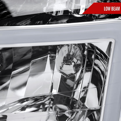 2004-2015 Nissan Titan / 2004-2007 Armada LED Bar Factory Headlights (Chrome Housing/Clear Lens)