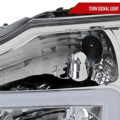 2004-2015 Nissan Titan / 2004-2007 Armada LED Bar Factory Headlights (Chrome Housing/Clear Lens)