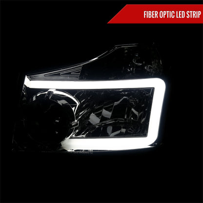 2004-2015 Nissan Titan / 2004-2007 Armada LED Bar Factory Headlights (Chrome Housing/Smoked Lens)