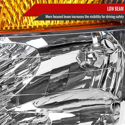 2004-2015 Nissan Titan/ 2004-2007 Armada Factory Style Headlights w/ Amber Reflectors (Chrome Housing/Clear Lens)