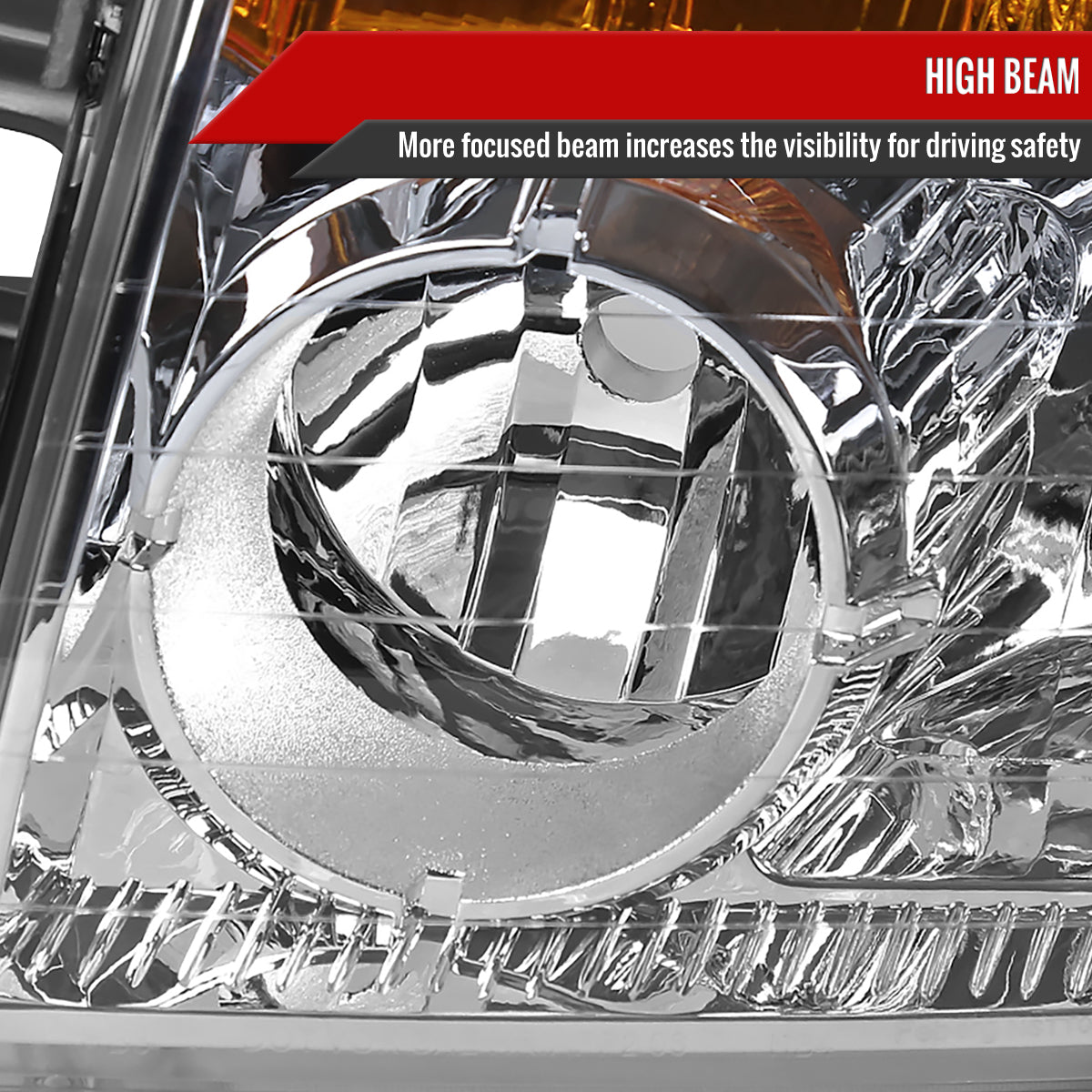 2004-2015 Nissan Titan/ 2004-2007 Armada Factory Style Headlights w/ Amber Reflectors (Chrome Housing/Clear Lens)