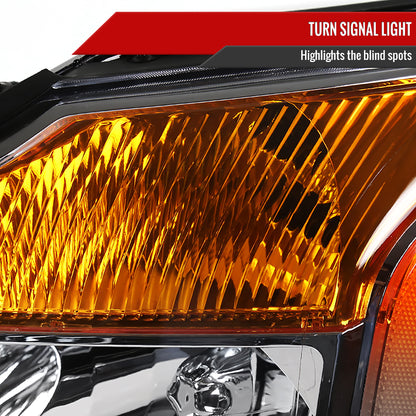 2004-2015 Nissan Titan/ 2004-2007 Armada Factory Style Headlights w/ Amber Reflectors (Chrome Housing/Clear Lens)