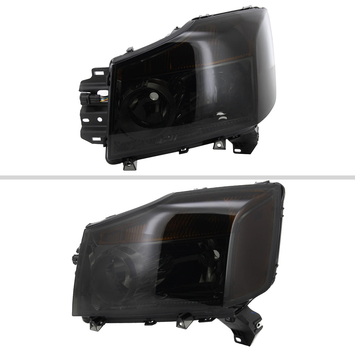 2004-2015 Nissan Titan/2004-2007 Armada Factory Style Headlights w/ Amber Reflectors (Chrome Housing/Smoked Lens)