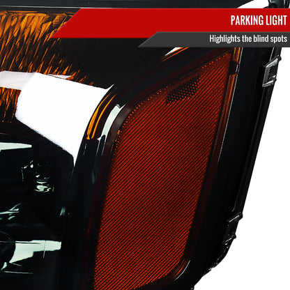 2004-2015 Nissan Titan/2004-2007 Armada Factory Style Headlights w/ Amber Reflectors (Chrome Housing/Smoked Lens)