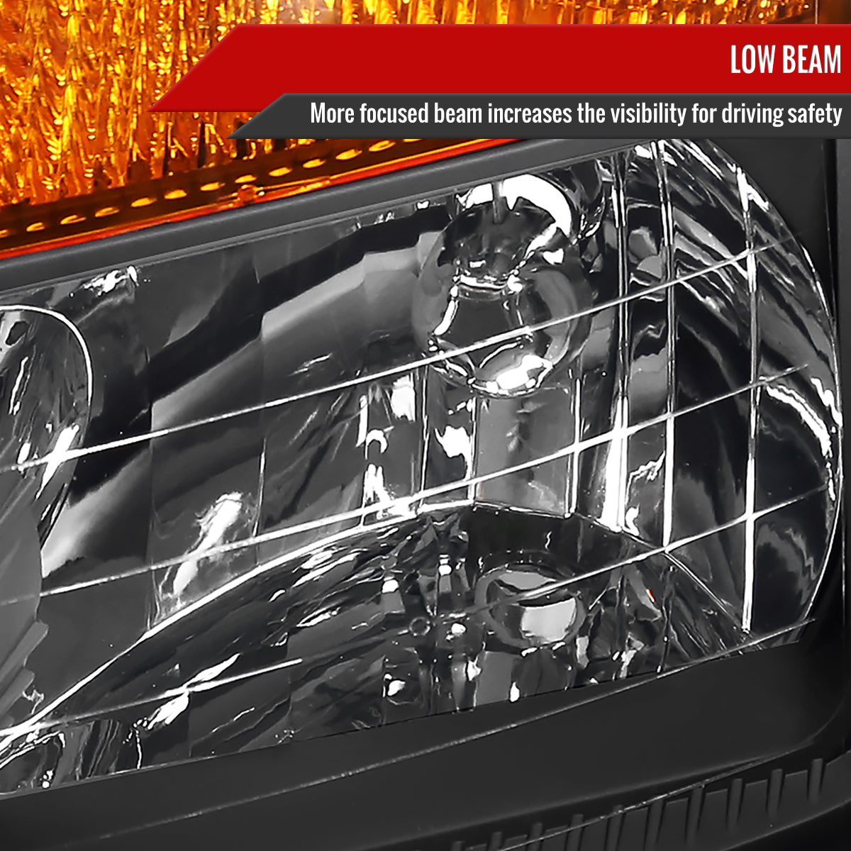 2004-2015 Nissan Titan/ 2004-2007 Armada Factory Style Headlights w/ Amber Reflectors (Matte Black Housing/Clear Lens)