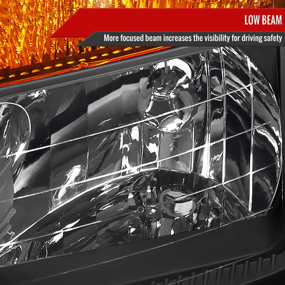 2004-2015 Nissan Titan/ 2004-2007 Armada Factory Style Headlights w/ Amber Reflectors (Matte Black Housing/Clear Lens)