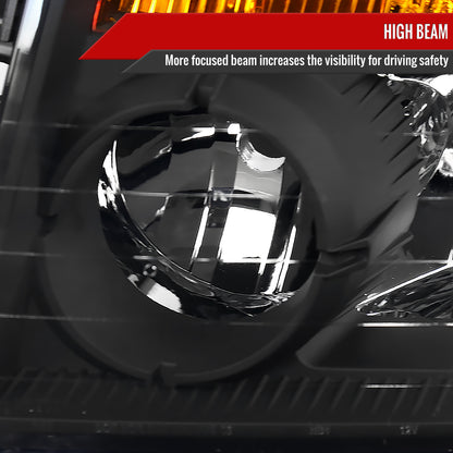 2004-2015 Nissan Titan/ 2004-2007 Armada Factory Style Headlights w/ Amber Reflectors (Matte Black Housing/Clear Lens)
